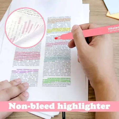 Vitoler Highlighters Har xil ranglar, 12 dona Qalam uchi markerlari, Maktab ofis anjomlari uchun qonamaydigan markerlar - 4