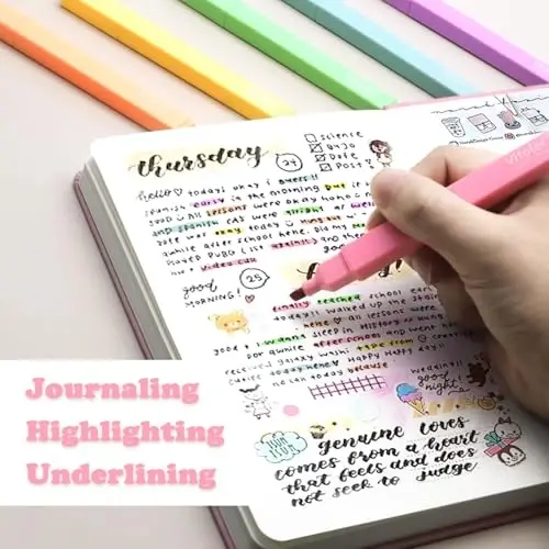 Vitoler Highlighters Har xil ranglar, 12 dona Qalam uchi markerlari, Maktab ofis anjomlari uchun qonamaydigan markerlar - 6