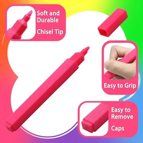 Vitoler Highlighters Har xil ranglar, 12 dona Qonamaydigan markerlar, Maktab ofis jihozlari uchun kesilgan uchli yoqimli marker - 3