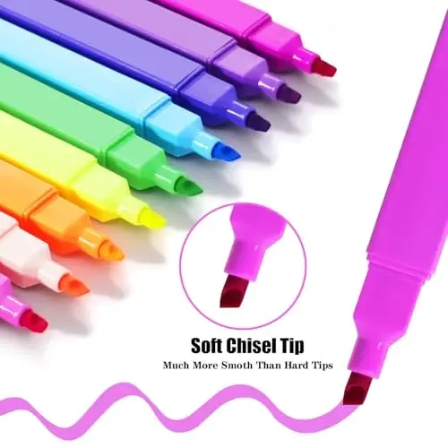Vitoler Highlighters,10 Pack Assorted Colors Highlighters with Soft Chisel Tip,Bible Highlighter No Bleed,Book Markers for Women - 3