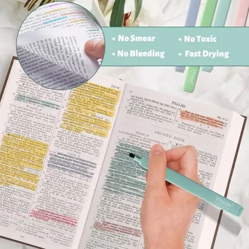 Vitoler Highlighters,8 Colors Chisel Tip Cute Highlighters,No Bleed Bible High lighters for Journaling Planner Notes School Supplies - 3