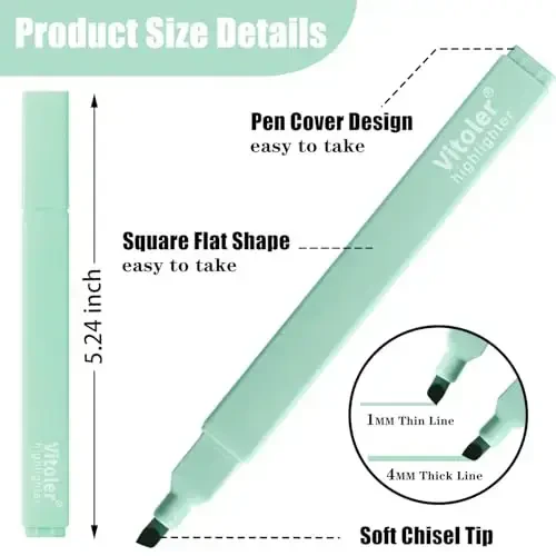 Vitoler Bible Highlighters Assorted Colors,8 Pack,Soft Chisel Tip,Cute Highlighters Set for Aesthetic School Office Supplies,Book Markers - 4