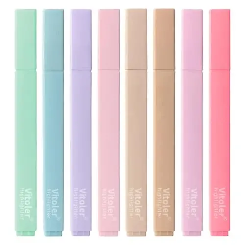 Vitoler Bible Highlighters Assorted Colors,8 Pack,Soft Chisel Tip,Highlighters Set for Aesthetic Office Supplies,Book Markers 