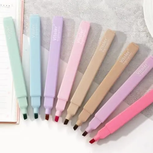 Vitoler Bible Highlighters Assorted Colors,8 Pack,Soft Chisel Tip,Highlighters Set for Aesthetic Office Supplies,Book Markers - VITOLER (1)