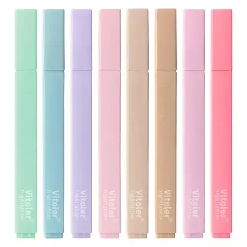 Vitoler Bible Highlighters Assorted Colors,8 Pack,Soft Chisel Tip,Cute Highlighters Set for Aesthetic School Office Supplies,Book Markers 