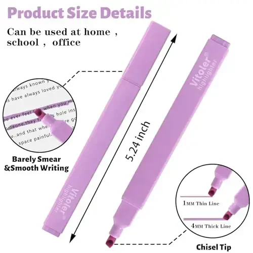 Vitoler Bible Highlighters,8 Colors Cute Highlighters with Chisel Tip for Bible Accessories School Office Supplies - 6