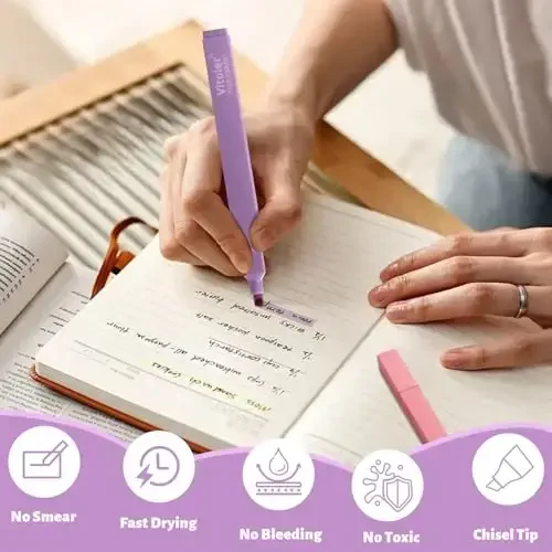 Vitoler Bible Highlighters,8 Colors Cute Highlighters with Chisel Tip for Bible Accessories School Office Supplies - 3