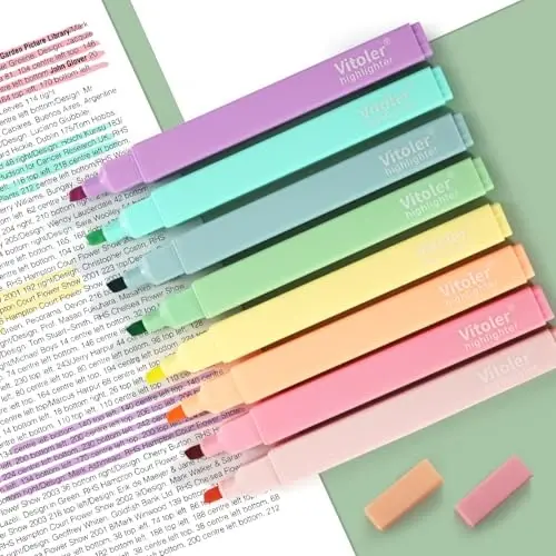 Vitoler Bible Highlighters,Aesthetic Cute Highlighters,8pcs Colorful Highlighter Markers No Bleed for Office School Supplies - 4