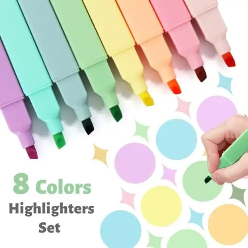 Vitoler Bible Highlighters,Aesthetic Cute Highlighters,8pcs Colorful Highlighter Markers No Bleed for Office School Supplies - VITOLER (1)