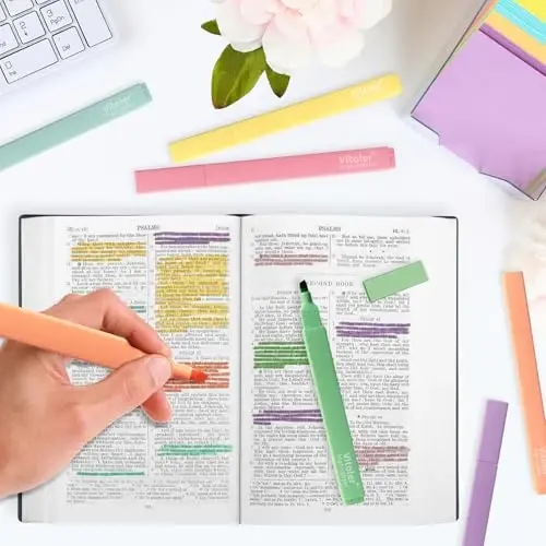 Vitoler Bible Highlighters,Aesthetic Cute Highlighters,8pcs Colorful Highlighter Markers No Bleed for Office School Supplies - 5