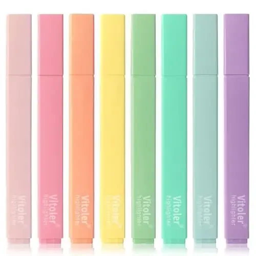 Vitoler Injil Highlighterlari, Estetik Chiroyli Highlighterlar, Ofis maktab anjomlari uchun 8 dona rangli markerli highlighterlar, qon ketmaydi - 1