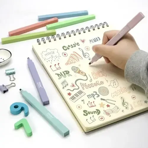 Vitoler Injil Markerlari Yumshoq Keski Uchi bilan, 10 dona, Ko'l Ranglari, Estetik Qonsiz Injil Markeri Pastel, Maktab Ofis Jihozlari uchun Chiroyli Markerlar - 6