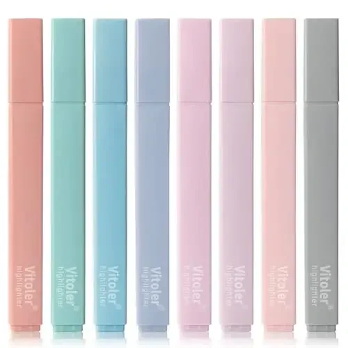Vitoler Pastel Highlighters,8pcs Cute Highlighters with Chisel Tip,No Bleed Bible Highlighter,Multicolor High lighters for School Supplies - 1