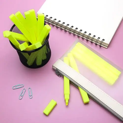 Vitoler Yellow Highlighter,5pcs Fluorescent Yellow Highlighter Chisel Tip,Cute Highlighters for School, Home, Office - 6