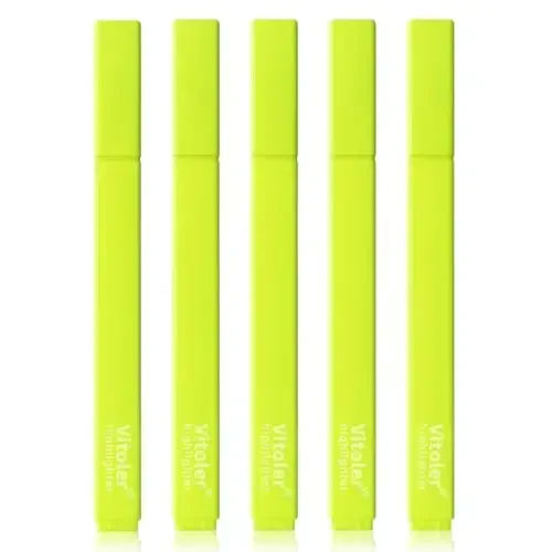 Vitoler Yellow Highlighter,5pcs Fluorescent Yellow Highlighter Chisel Tip,Cute Highlighters for School, Home, Office - 1