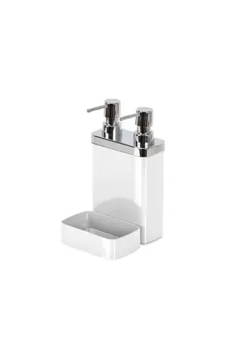 Viva 2-piece Liquid Soap Dispenser with Sponge White-WHITE - 1