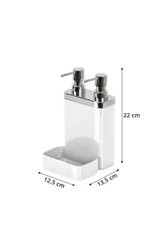 Viva 2-piece Liquid Soap Dispenser with Sponge White-WHITE - PRIMA NOVA (1)