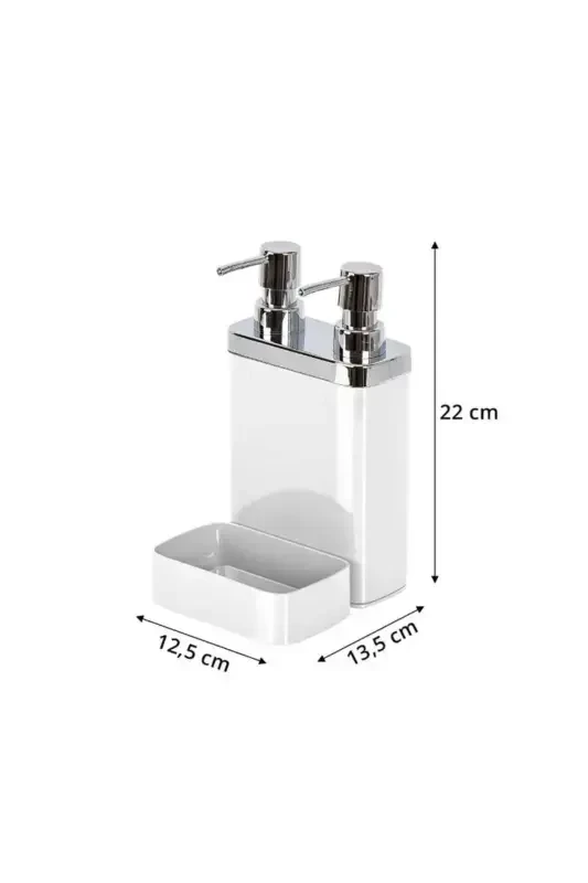 Viva 2-piece Liquid Soap Dispenser with Sponge White-WHITE - 2