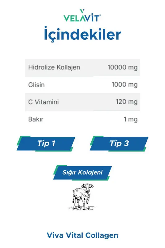 Viva Kollagen Bankasi 334 Gr. 10 000 Mg, Qo'shimcha Glitsinli Kollagen - 3