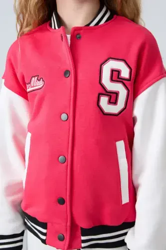 Viva Красный Хлопковый Мягкий На ощупь Стандартный Fit Вышитый Детский Колледж Куртка - 75163-Viva красный - TOMMY LIFE (1)