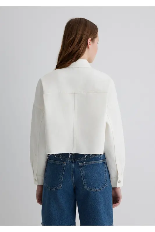 Vivi 90s White Jean Shirt Crop / Short Cut 121 - 4