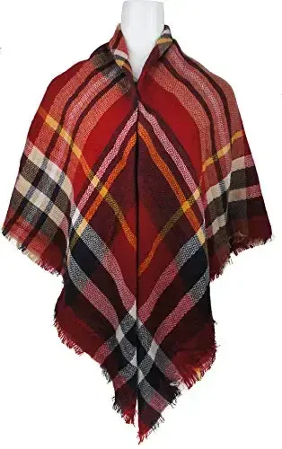 VIVIAN & VINCENT Ayollar kuz-qishki sharfi Klassik tassel katakli tartan issiq yumshoq katta adyol ro'mol sharflar - 5