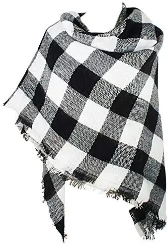 VIVIAN & VINCENT Fall Winter Scarf Classic Tassel Plaid Tartan Warm Soft Chunky Large Blanket Wrap Shawl Scarves for Women - VIVIAN