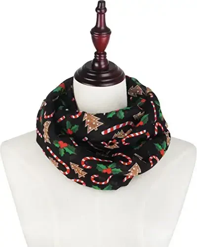 VIVIAN & VINCENT Gift Wrapped Fall Winter Soft Lightweight Sheer Holiday Infinity Christmas Scarf for Women - 5
