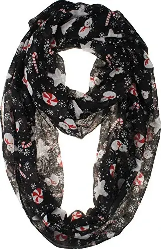 VIVIAN & VINCENT Gift Wrapped Fall Winter Soft Lightweight Sheer Holiday Infinity Christmas Scarf for Women 