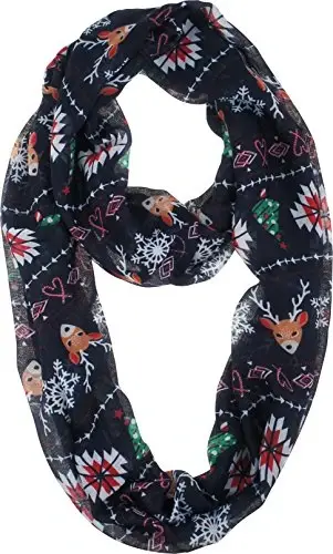 VIVIAN & VINCENT Gift Wrapped Fall Winter Soft Lightweight Sheer Holiday Infinity Christmas Scarf for Women - 1