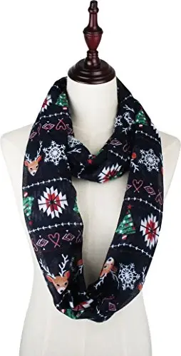 VIVIAN & VINCENT Gift Wrapped Fall Winter Soft Lightweight Sheer Holiday Infinity Christmas Scarf for Women - 3