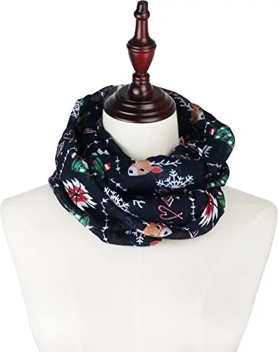 VIVIAN & VINCENT Gift Wrapped Fall Winter Soft Lightweight Sheer Holiday Infinity Christmas Scarf for Women - 5