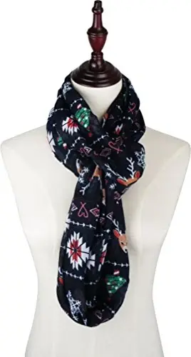 VIVIAN & VINCENT Gift Wrapped Fall Winter Soft Lightweight Sheer Holiday Infinity Christmas Scarf for Women - 6