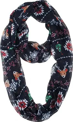 VIVIAN & VINCENT Gift Wrapped Fall Winter Soft Lightweight Sheer Holiday Infinity Christmas Scarf for Women - VIVIAN