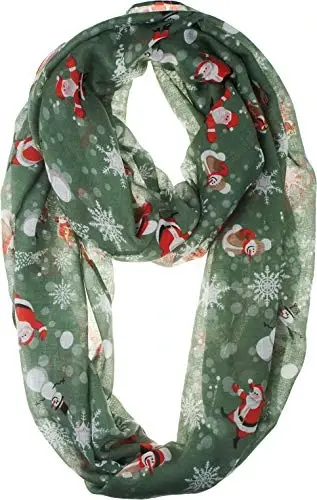 VIVIAN & VINCENT Gift Wrapped Fall Winter Soft Lightweight Sheer Holiday Infinity Christmas Scarf for Women - 1