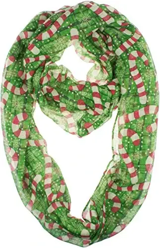 VIVIAN & VINCENT Gift Wrapped Fall Winter Soft Lightweight Sheer Holiday Infinity Christmas Scarf for Women - 1