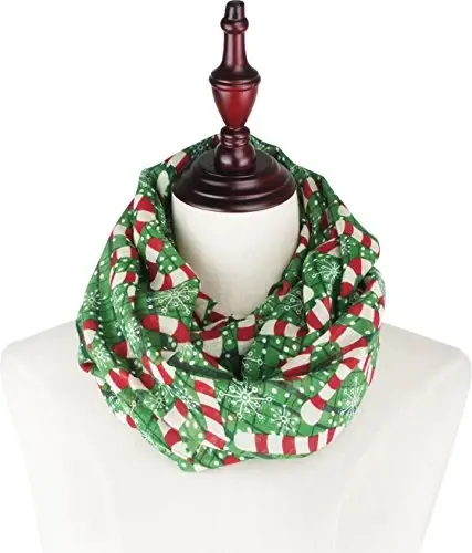 VIVIAN & VINCENT Gift Wrapped Fall Winter Soft Lightweight Sheer Holiday Infinity Christmas Scarf for Women - 3