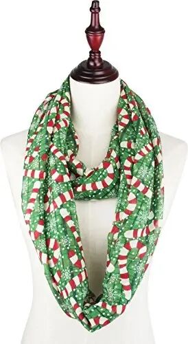 VIVIAN & VINCENT Gift Wrapped Fall Winter Soft Lightweight Sheer Holiday Infinity Christmas Scarf for Women - VIVIAN (1)