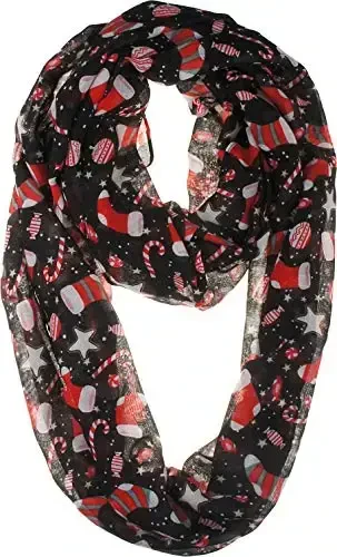 VIVIAN & VINCENT Gift Wrapped Fall Winter Soft Lightweight Sheer Holiday Infinity Christmas Scarf for Women 