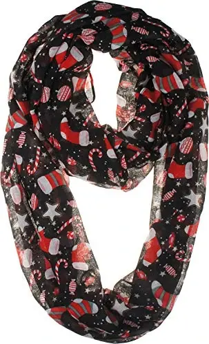VIVIAN & VINCENT Gift Wrapped Fall Winter Soft Lightweight Sheer Holiday Infinity Christmas Scarf for Women - 1
