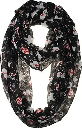 VIVIAN & VINCENT Gift Wrapped Fall Winter Soft Lightweight Sheer Holiday Infinity Christmas Scarf for Women - 1