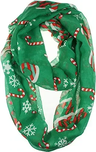 VIVIAN & VINCENT Gift Wrapped Fall Winter Soft Lightweight Sheer Holiday Infinity Christmas Scarf for Women - 1