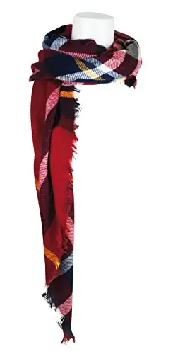 VIVIAN & VINCENT Women's Fall Winter Scarf Classic Tassel Plaid Tartan Warm Soft Chunky Large Blanket Wrap Shawl Scarves - 3
