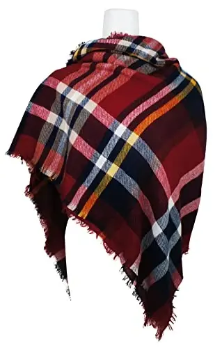 VIVIAN & VINCENT Women's Fall Winter Scarf Classic Tassel Plaid Tartan Warm Soft Chunky Large Blanket Wrap Shawl Scarves - 4