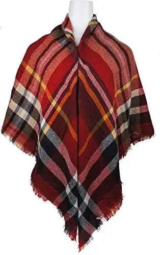 VIVIAN & VINCENT Women's Fall Winter Scarf Classic Tassel Plaid Tartan Warm Soft Chunky Large Blanket Wrap Shawl Scarves - 5