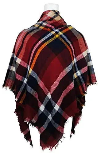 VIVIAN & VINCENT Women's Fall Winter Scarf Classic Tassel Plaid Tartan Warm Soft Chunky Large Blanket Wrap Shawl Scarves - 6