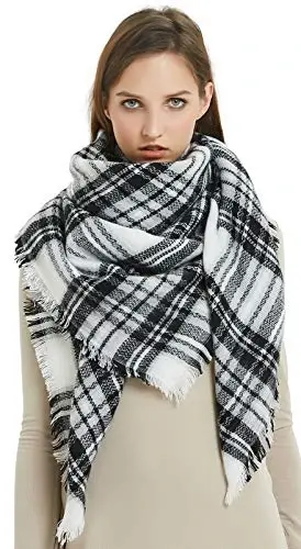VIVIAN & VINCENT Plaid Fall Winter Blanket Scarf for Women | Oversized square wrap, soft tartan styling, cozy layering, shawl or poncho wear, seasonal gifts 