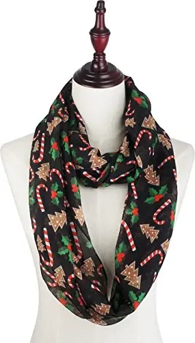 VIVIAN & VINCENT Gift Wrapped Fall Winter Soft Lightweight Sheer Holiday Infinity Christmas Scarf for Women - 4