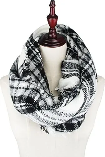 VIVIAN & VINCENT Plaid Fall Winter Blanket Scarf for Women | Oversized square acrylic wrap, soft tartan styling, cozy layering, shawl or poncho wear, seasonal gifts - 2