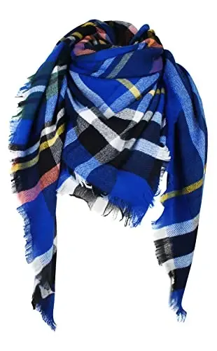 VIVIAN & VINCENT Plaid Fall Winter Blanket Scarf for Women | Oversized square blanket wrap, soft tartan styling, cozy layering, shawl or poncho wear, seasonal gifts 